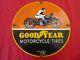 1936 GOODYEAR PLAQUE EMAILLEE Moto Pneus SIGNE Harley Indian Triumph BSA