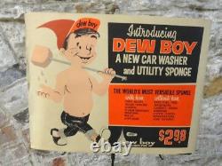 (1958) 2-Verso Dew-Boy éponges en magasin Publicité Boutique Affichage avec boîte d'origine