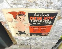 (1958) 2-Verso Dew-Boy éponges en magasin Publicité Boutique Affichage avec boîte d'origine