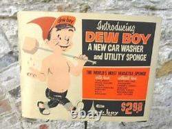 (1958) 2-Verso Dew-Boy éponges en magasin Publicité Boutique Affichage avec boîte d'origine