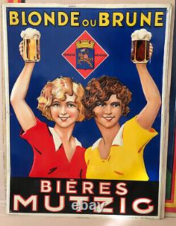 1 tôle ancienne MUTZIG Bière brasserie De Andreis 1930 Blonde ou brune