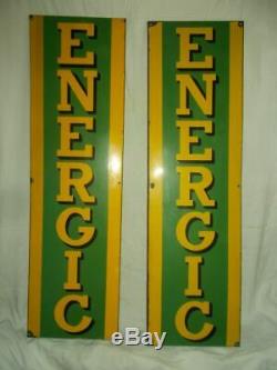 2 Anciennes Plaques Emaillees Energic 170 CM X 48 CM