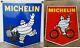 2 Anciennes plaques émaillées MICHELIN Bibendum Garage Automobilia années 50