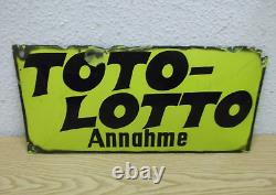 30er 40er Toto-Lotto Adoption Panneau Publicitaire Émail 20x40 Publicité 30s 40s