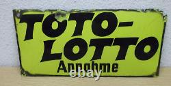 30er 40er Toto-Lotto Adoption Panneau Publicitaire Émail 20x40 Publicité 30s 40s