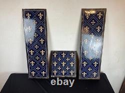 3 plaques émaillée décor fleur de lys (château de randan)