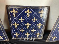 3 plaques émaillée décor fleur de lys (château de randan)
