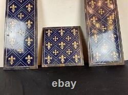 3 plaques émaillée décor fleur de lys (château de randan)