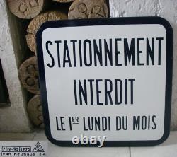 40X40CM NEUHAUS VITRACIER plaque émaillée signalisation STATIONNEMENT INTERDIT