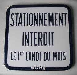 40X40CM NEUHAUS VITRACIER plaque émaillée signalisation STATIONNEMENT INTERDIT