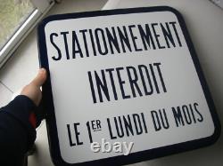 40X40CM NEUHAUS VITRACIER plaque émaillée signalisation STATIONNEMENT INTERDIT