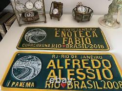 6 Plaque Voiture Vitrine Fabio, Alfredo, Alessio Copacabana Rio Brasil Vintage