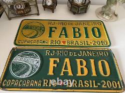 6 Plaque Voiture Vitrine Fabio, Alfredo, Alessio Copacabana Rio Brasil Vintage