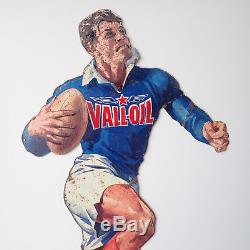 A3164 @ Rare Tole Pin Up Huile Vall Oil Rugbyman Signee Andre Bermond