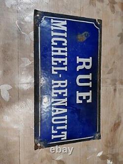 ANCIENNE GRANDE PLAQUE DE RUE EMAILLEE MICHEL Renault A Saisir