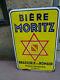 ANCIENNE PLAQUE EMAILLEE BIERE MORITZ / BRASSERIE DU ROMAIN 58 X 38 cm