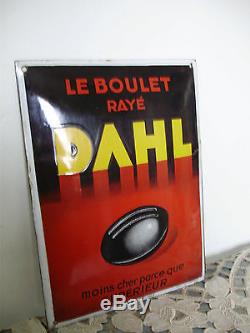 ANCIENNE PLAQUE EMAILLEE BOMBEE LE BOULET DAHL EMAILLERIE ALSACIENNE