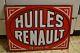 ANCIENNE PLAQUE EMAILLEE DOUBLE FACE HUILE RENAULT ANNEES 30