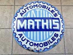 Ancienne Plaque Emaillee Mathis 70cm Automobile Garage Usine Jielde Industriel