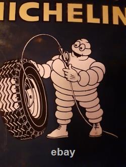 ANCIENNE PLAQUE EMAILLEE MICHELIN BIBENDUM 1950 GARAGE. No copie
