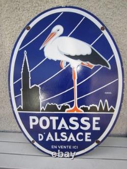 ANCIENNE PLAQUE EMAILLEE POTASSE D'ALSACE HANS DIMENSION 80x59,5cm G FORMAT RARE