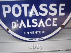ANCIENNE PLAQUE EMAILLEE POTASSE D'ALSACE HANS DIMENSION 80x59,5cm G FORMAT RARE