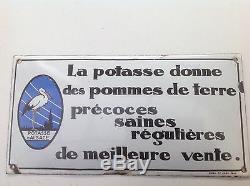 Ancienne Plaque Émaillée Bombée Simple Face Potasse D Alsace Pur Jus No Copy