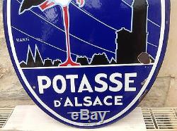 Ancienne Plaque Émaillée Simple Face Potasse D Alsace Pur Jus