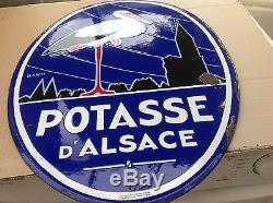 Ancienne Plaque Émaillée Simple Face Potasse D Alsace Pur Jus