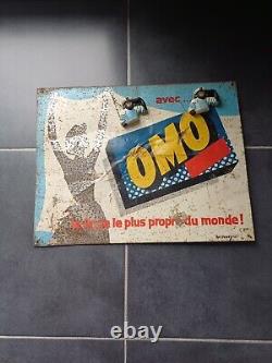 ANCIENNE PLAQUE PUBLICITAIRE TOLE Lessive Omo Vintage