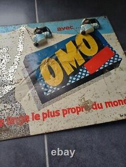 ANCIENNE PLAQUE PUBLICITAIRE TOLE Lessive Omo Vintage