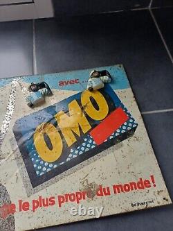 ANCIENNE PLAQUE PUBLICITAIRE TOLE Lessive Omo Vintage