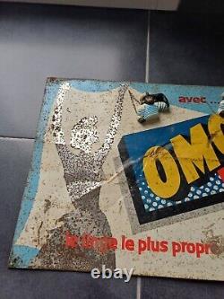 ANCIENNE PLAQUE PUBLICITAIRE TOLE Lessive Omo Vintage