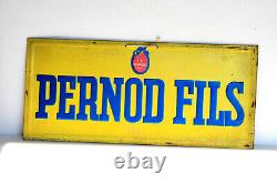 ANCIENNE PLAQUE TOLE PUBLICITAIRE PERNOD FILS 37x16,5cm DECO VINTAGE D'ORIGINE