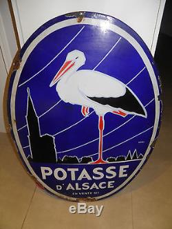 Ancienne Potasse D'alsace Plaque Emaillee Grand Format Signée Hansi