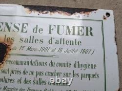 AR3 Ancienne plaque émaillée DÉFENSE DE FUMER ET DE CRACHER 20 X 30cm