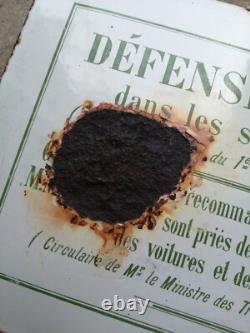 AR3 Ancienne plaque émaillée DÉFENSE DE FUMER ET DE CRACHER 20 X 30cm