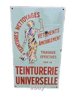AUTHENTIQUE et RARE PLAQUE EMAILLEE TEINTURERIE universelle D'après MARINO