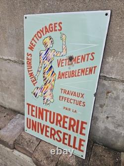 AUTHENTIQUE et RARE PLAQUE EMAILLEE TEINTURERIE universelle D'après MARINO