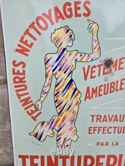 AUTHENTIQUE et RARE PLAQUE EMAILLEE TEINTURERIE universelle D'après MARINO