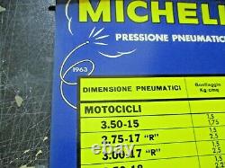 Affiche Michelin Pression Pneus Moto Cane Milano 1963 Original