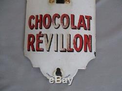 Ag896 Plaque Emaillee Ancienne Thermometre Chocolat Revillon 98 CM