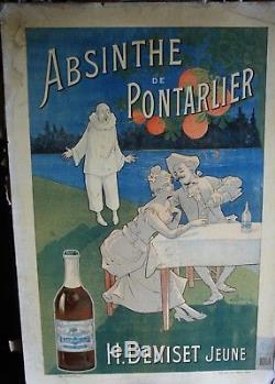 Ancien Carton publicitaire ABSINTHE DE PONTARLIER-DENISET JEUNE-CARTON PUB 54/37