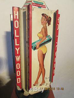 Ancien Distributeur Kiosque Hollywood Pin-up Plaque Email Publicitaires Chewing