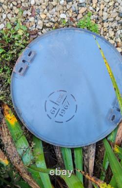 Ancien Panneau Emaille Signalisation Rond Fleche 1967