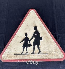 Ancien Panneau de Signalisation Passage Piéton 1959 Traversée d'enfants