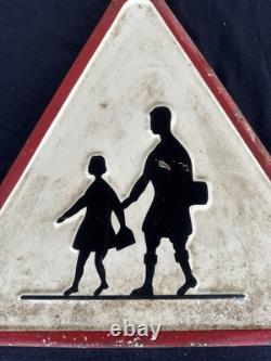 Ancien Panneau de Signalisation Passage Piéton 1959 Traversée d'enfants