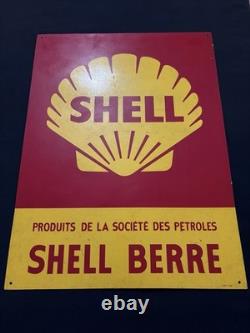 Ancien Panneau en Fibre, SHELL BERRE 1965. Dim 80 x 60 cm. Automobilia