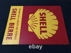 Ancien Panneau en Fibre, SHELL BERRE 1965. Dim 80 x 60 cm. Automobilia