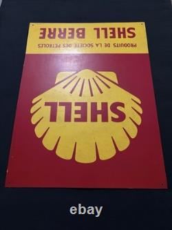 Ancien Panneau en Fibre, SHELL BERRE 1965. Dim 80 x 60 cm. Automobilia